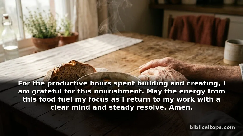 Reflective simple prayers before eating for workers and creators